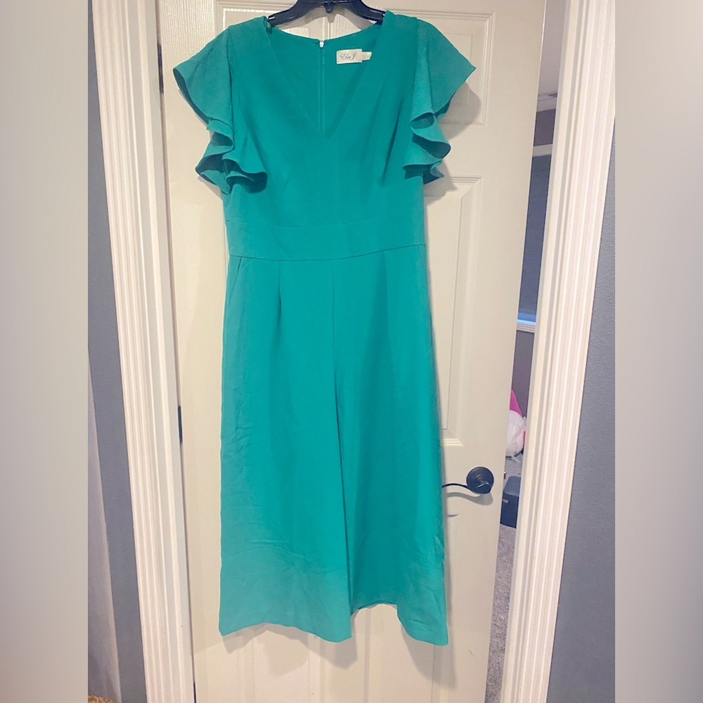 Eliza J aqua green jumpsuit